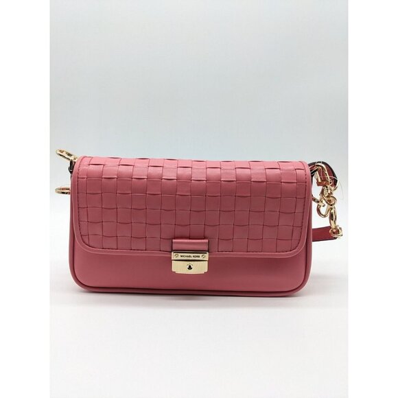 MICHAEL KORS Bradshaw woven leather women's crossbody shoulder bag -TEA ROSE - Picture 2 of 16